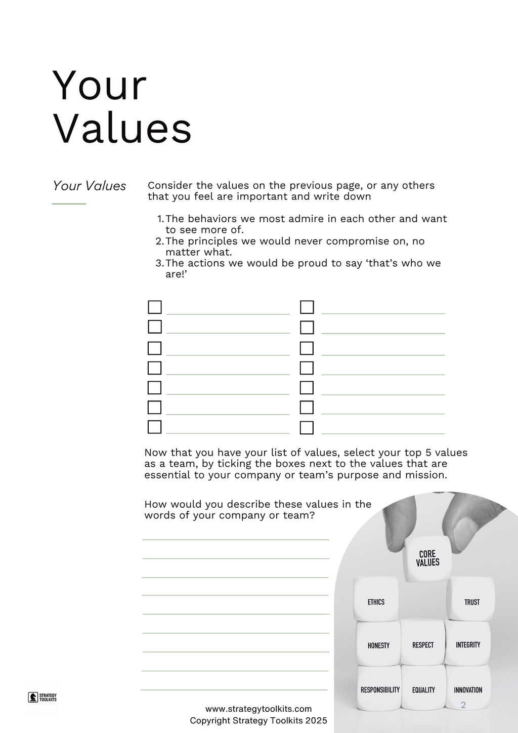 Team or Company Values Toolkit (UK English)